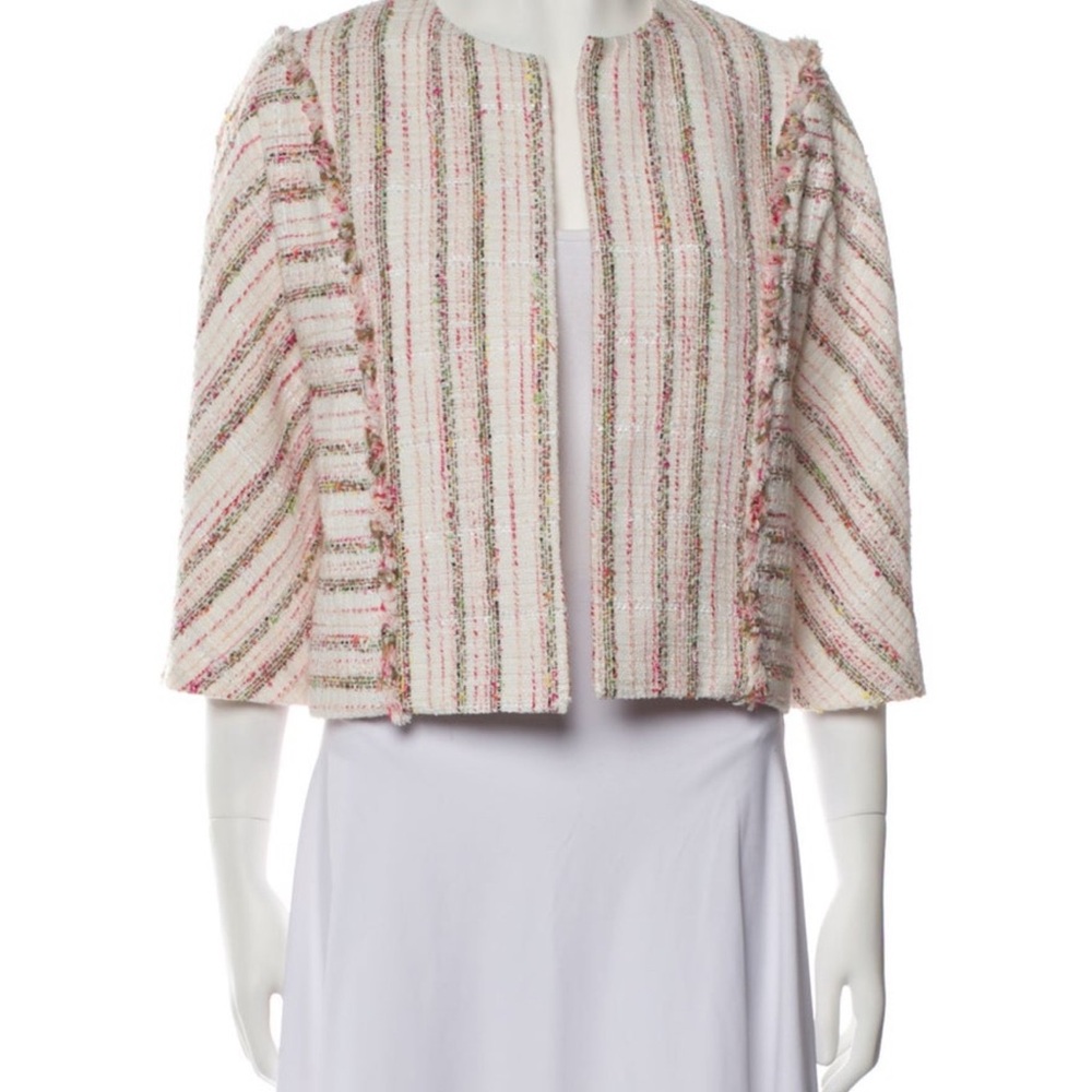 Carolina Herrera Striped Tweed Jacket Size 10